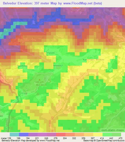 Belvedur,Slovenia Elevation Map