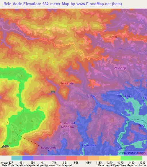 Bele Vode,Slovenia Elevation Map