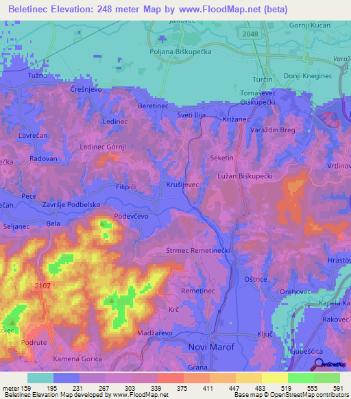 Beletinec,Croatia Elevation Map