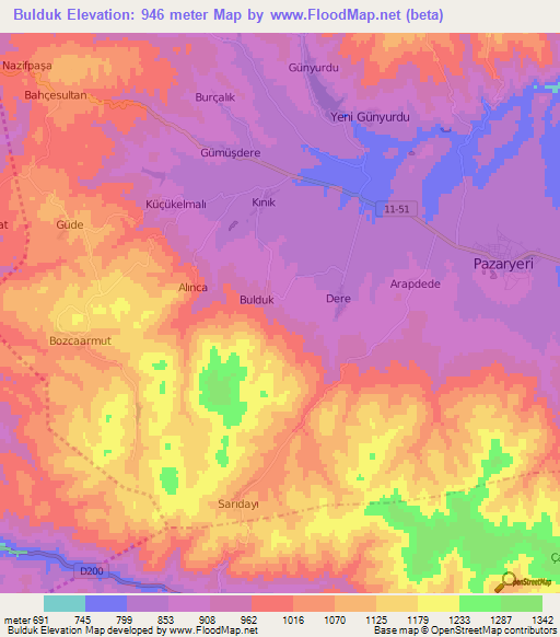 Bulduk,Turkey Elevation Map