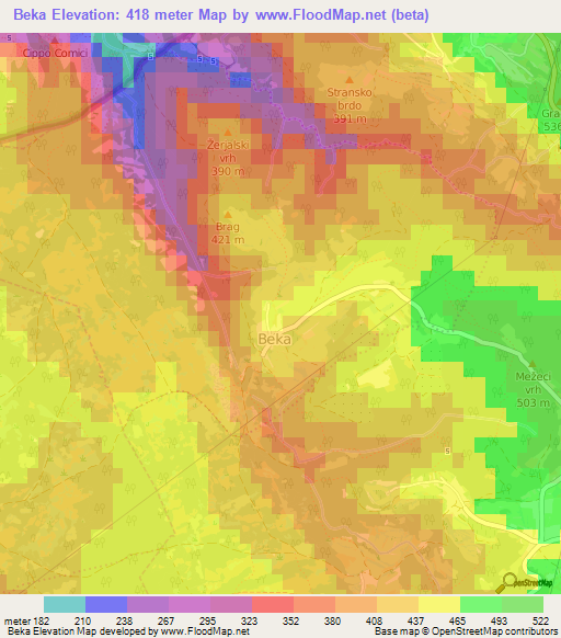 Beka,Slovenia Elevation Map