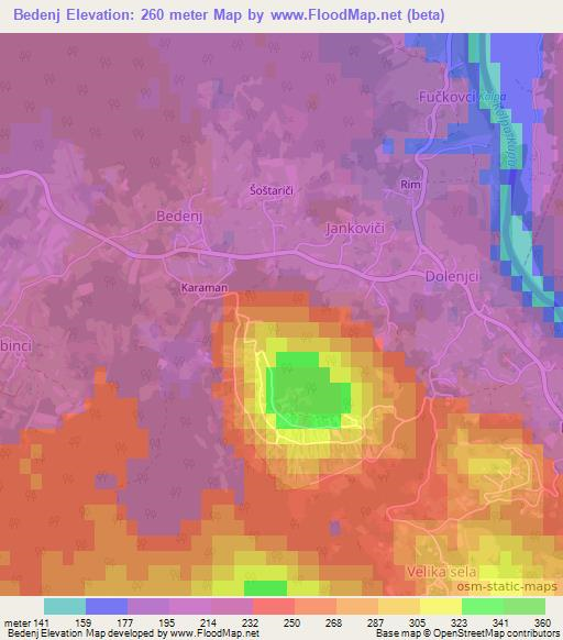 Bedenj,Slovenia Elevation Map