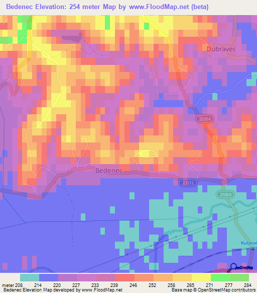 Bedenec,Croatia Elevation Map