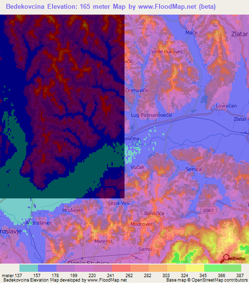 Bedekovcina,Croatia Elevation Map