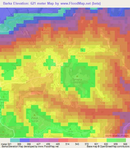 Barka,Slovenia Elevation Map