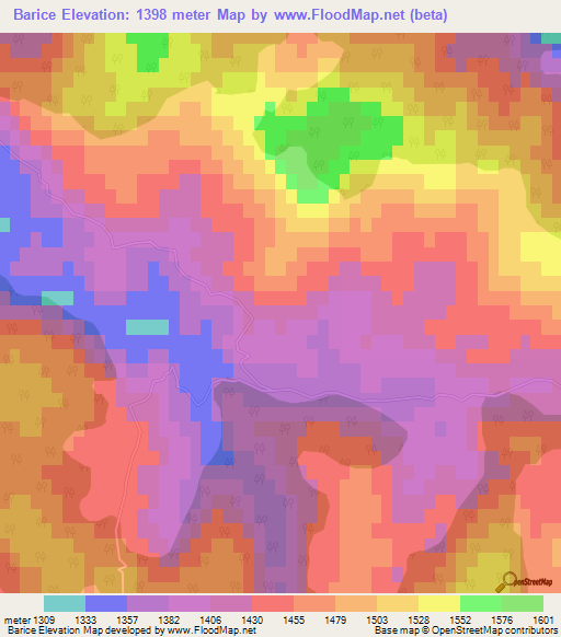 Barice,Montenegro Elevation Map