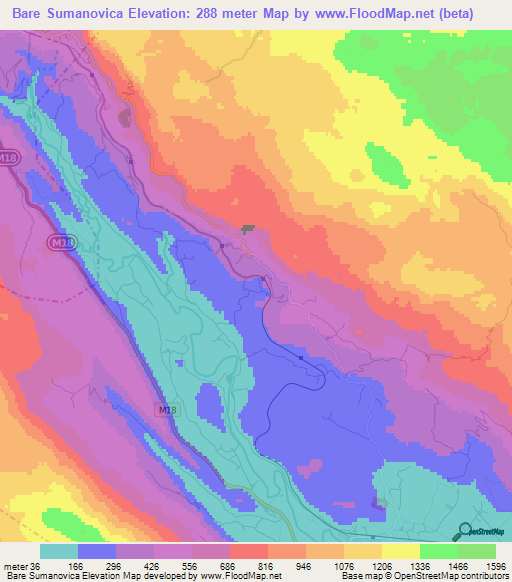 Bare Sumanovica,Montenegro Elevation Map