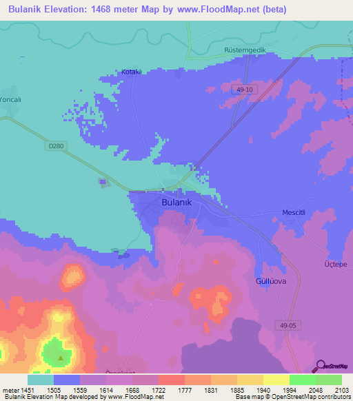 Bulanik,Turkey Elevation Map