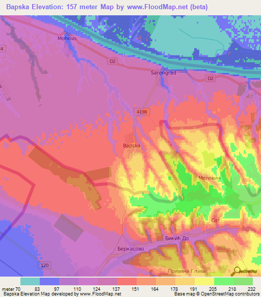 Bapska,Croatia Elevation Map