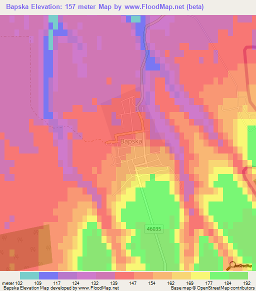 Bapska,Croatia Elevation Map