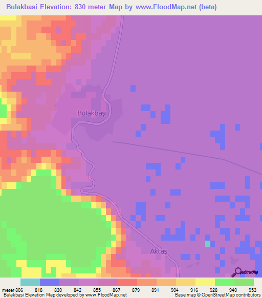 Bulakbasi,Turkey Elevation Map