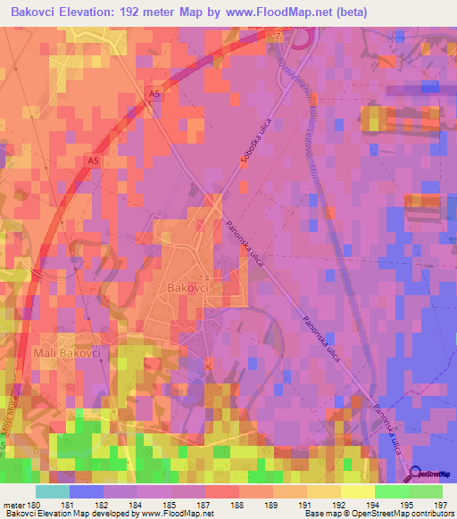 Bakovci,Slovenia Elevation Map