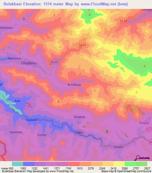 Bulakbasi,Turkey Elevation Map