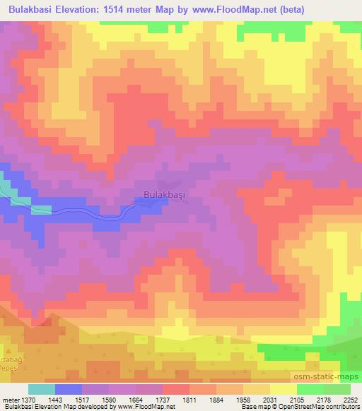 Bulakbasi,Turkey Elevation Map