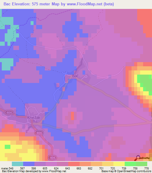 Bac,Slovenia Elevation Map