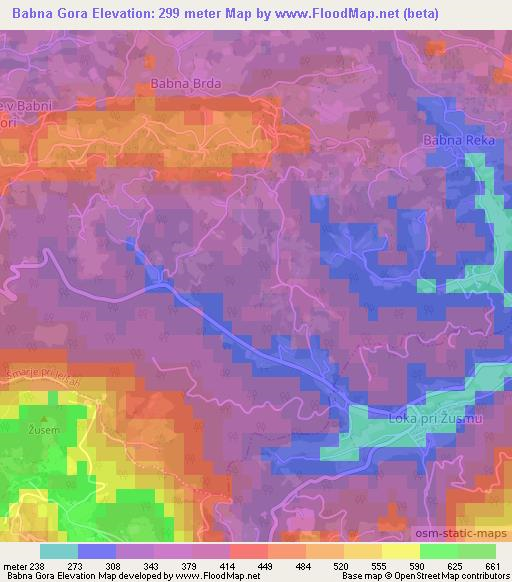 Babna Gora,Slovenia Elevation Map