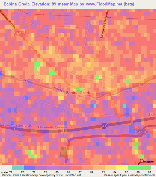 Babina Greda,Croatia Elevation Map