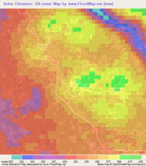 Avber,Slovenia Elevation Map