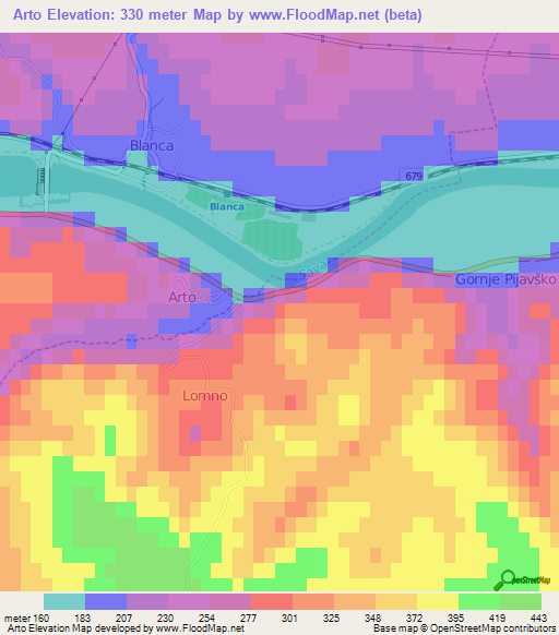 Arto,Slovenia Elevation Map