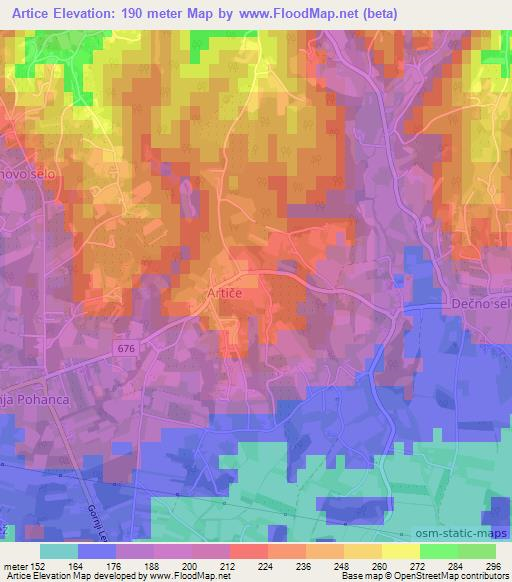 Artice,Slovenia Elevation Map