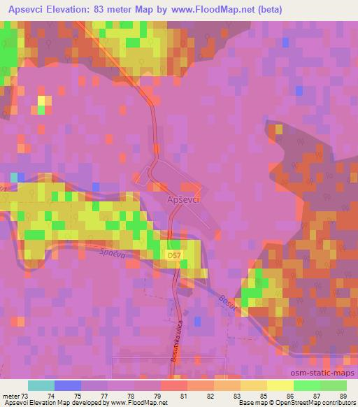 Apsevci,Croatia Elevation Map