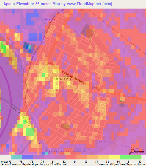 Apatin,Serbia Elevation Map