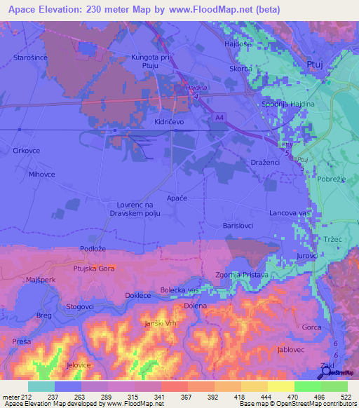 Apace,Slovenia Elevation Map