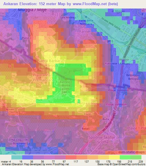 Ankaran,Slovenia Elevation Map