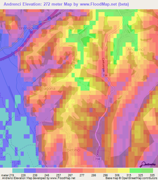 Andrenci,Slovenia Elevation Map