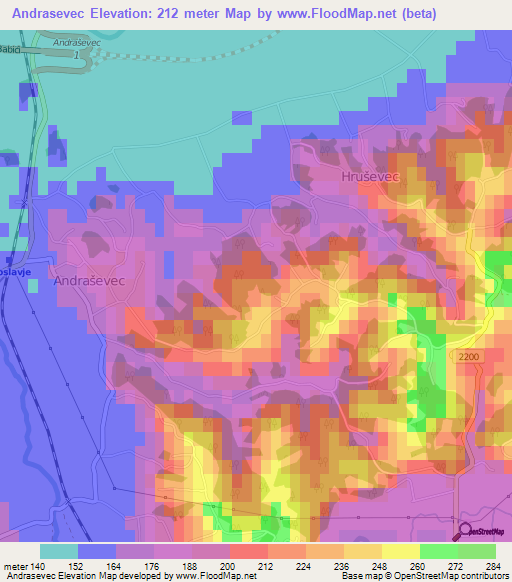 Andrasevec,Croatia Elevation Map