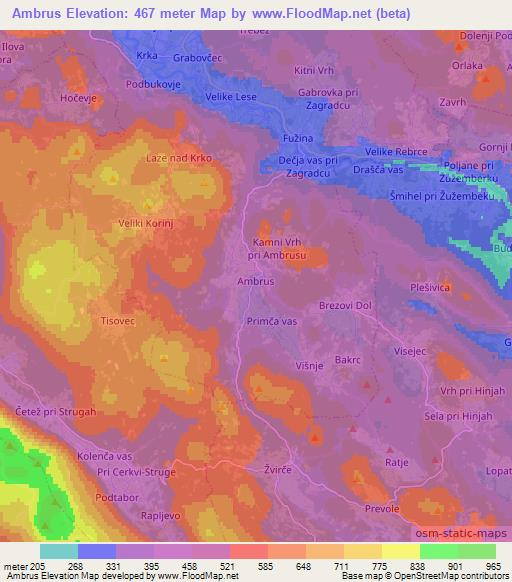 Ambrus,Slovenia Elevation Map