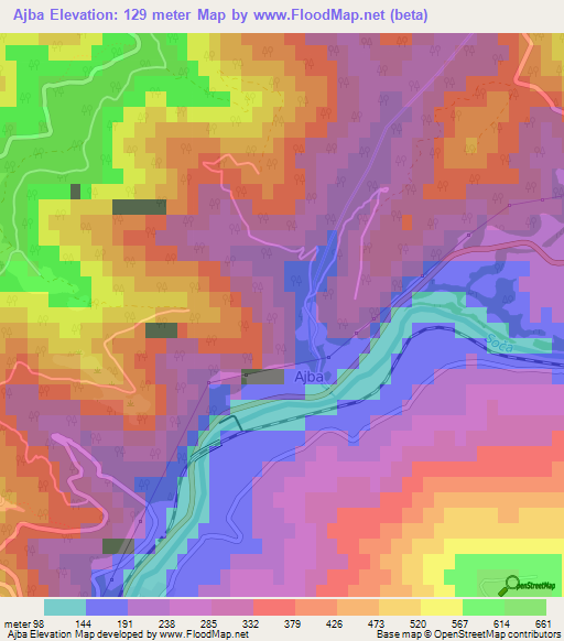 Ajba,Slovenia Elevation Map