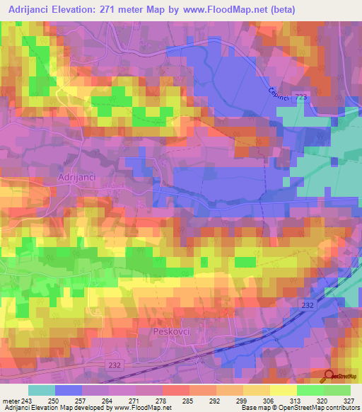 Adrijanci,Slovenia Elevation Map