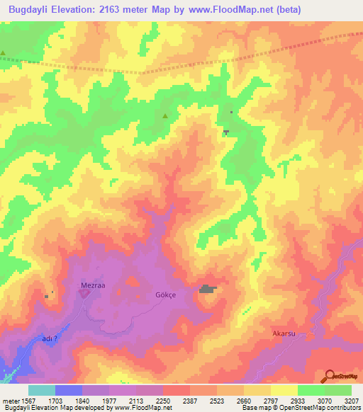 Bugdayli,Turkey Elevation Map