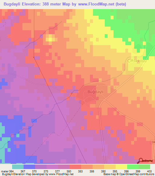 Bugdayli,Turkey Elevation Map