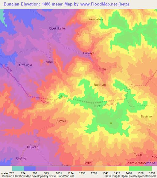 Bunalan,Turkey Elevation Map