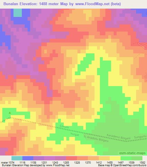 Bunalan,Turkey Elevation Map