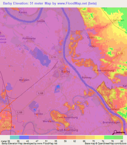 Barby,Germany Elevation Map