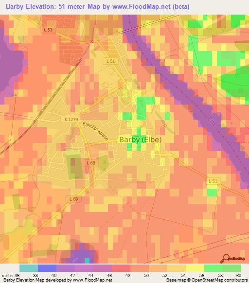 Barby,Germany Elevation Map