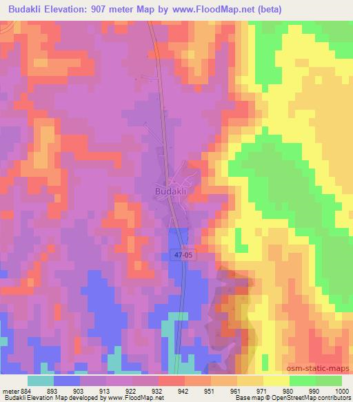 Budakli,Turkey Elevation Map