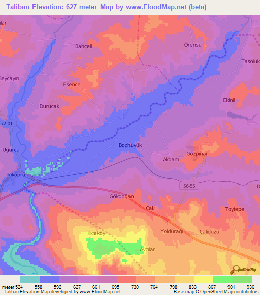 Taliban,Turkey Elevation Map