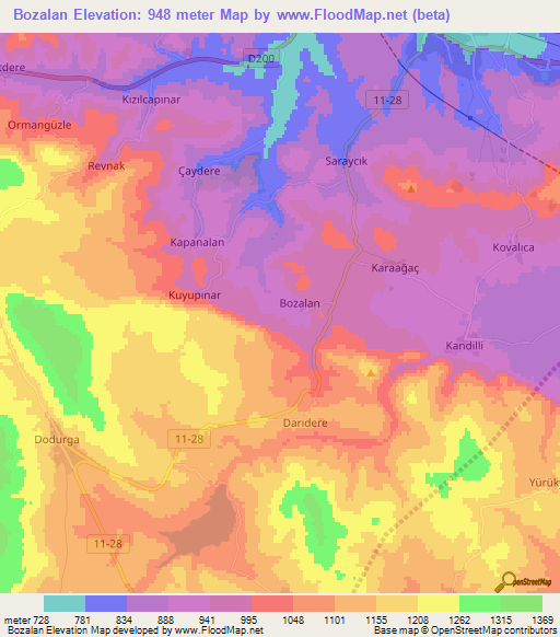 Bozalan,Turkey Elevation Map