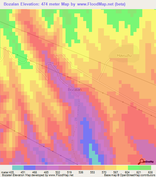 Bozalan,Turkey Elevation Map