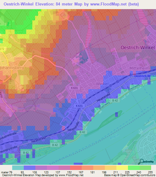 Oestrich-Winkel,Germany Elevation Map