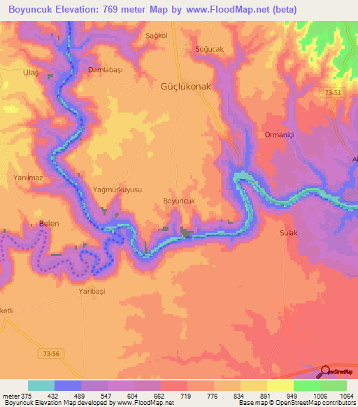 Boyuncuk,Turkey Elevation Map