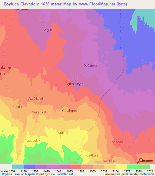 Boyluca,Turkey Elevation Map