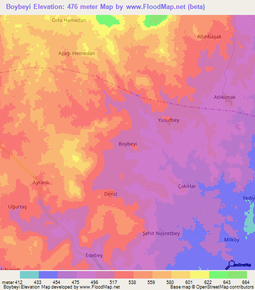 Boybeyi,Turkey Elevation Map