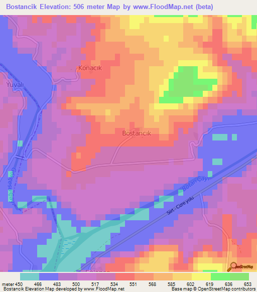 Bostancik,Turkey Elevation Map