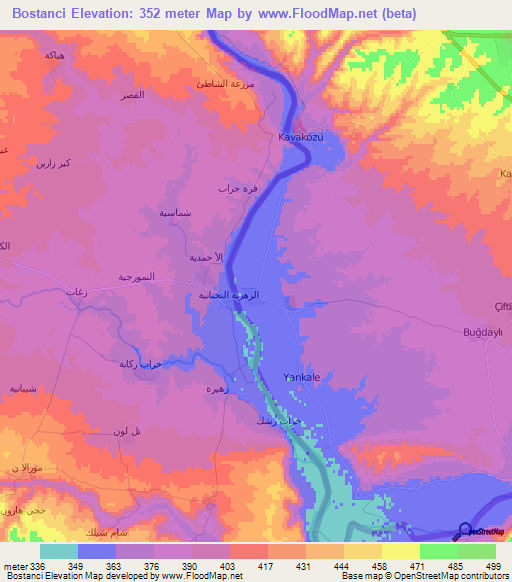 Bostanci,Turkey Elevation Map