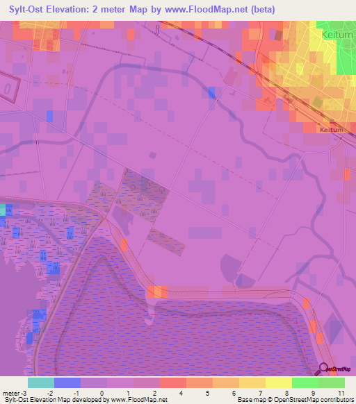 Sylt-Ost,Germany Elevation Map